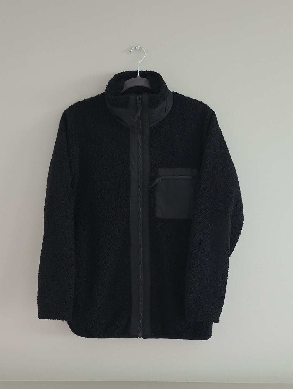 Mono B Black Sherpa Zip-Up Jacket